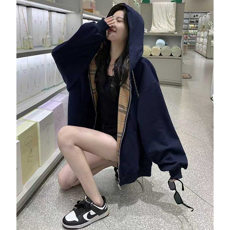 フード裏チェックパーカー(2colors)