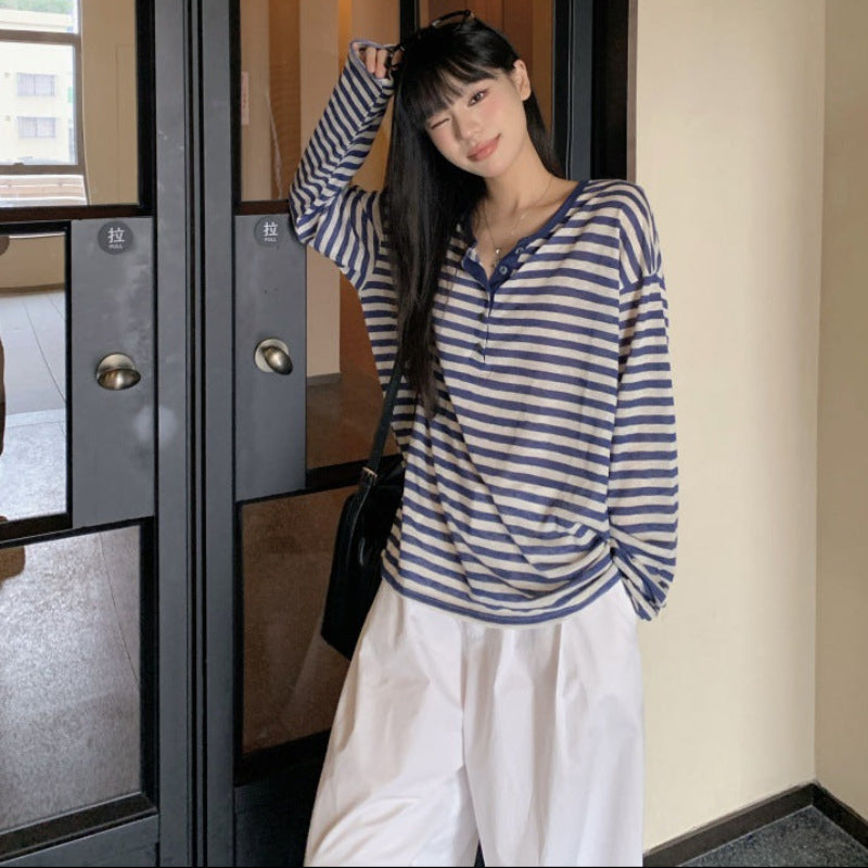 ストライプヘンリーロングTシャツ