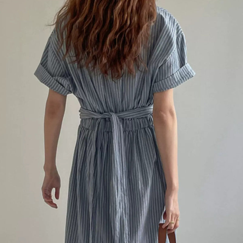 ツイストデザインストライプワンピース