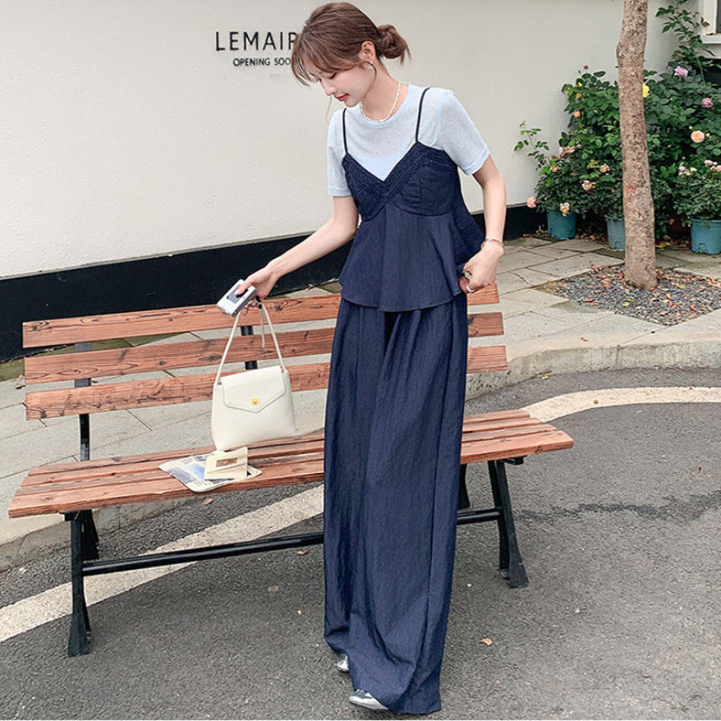レイヤードキャミ×ワイドパンツセットアップ