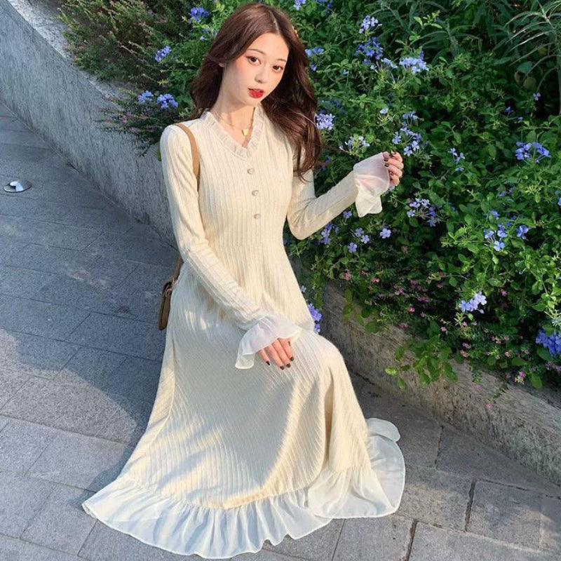 ベルスリーブニットワンピース(2colors・2variation)