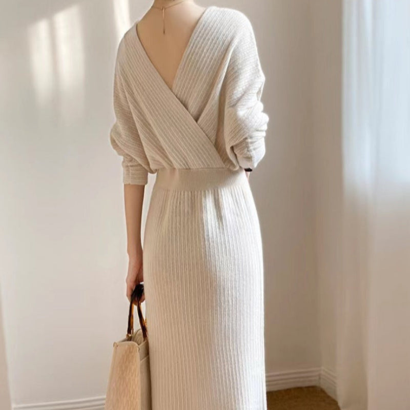 バックオープンニットワンピース(5colors)