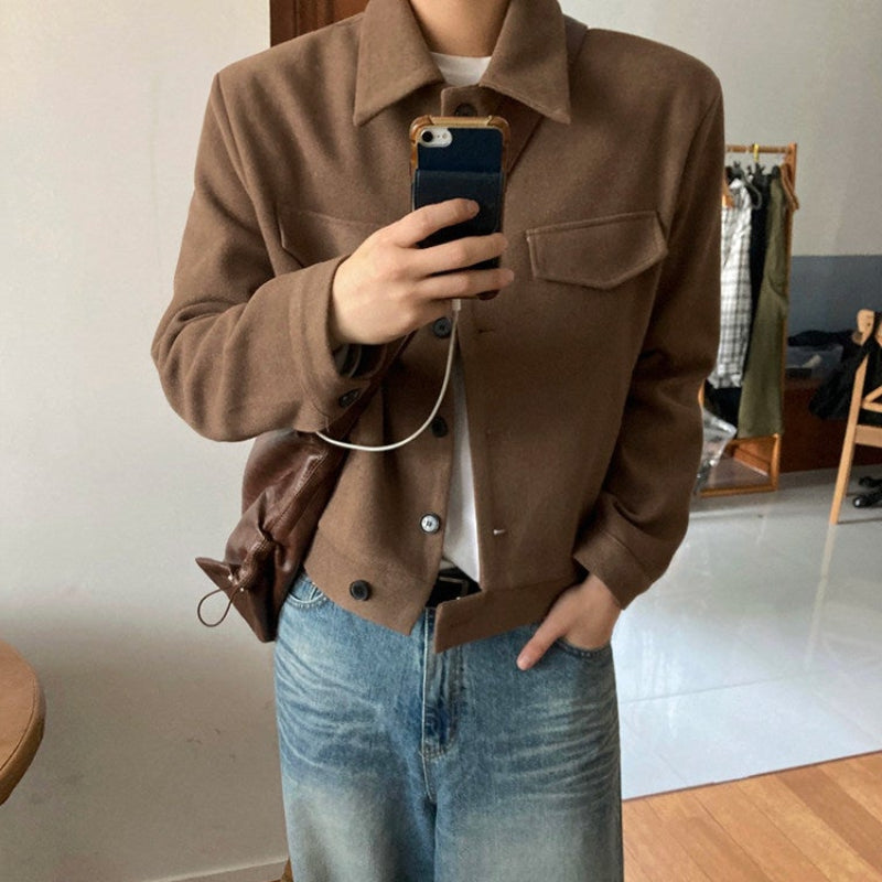 ラペルカラーショート丈ジャケット(2colors)