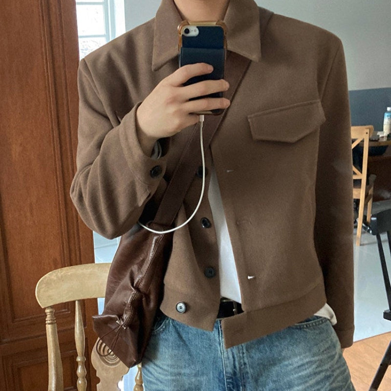 ラペルカラーショート丈ジャケット(2colors)