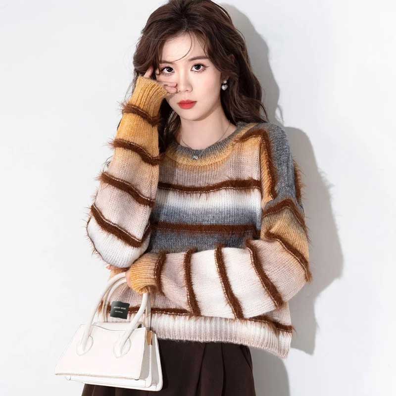 グラデーションボーダーシャギーニット(4colors)