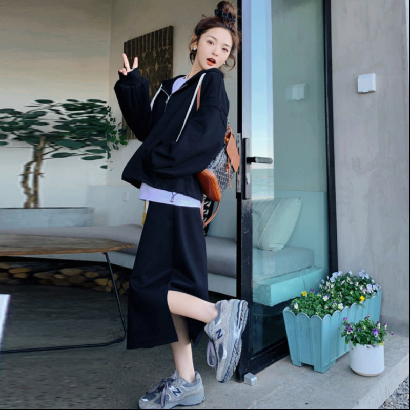 オーバーサイズパーカー×スリットスカートセット