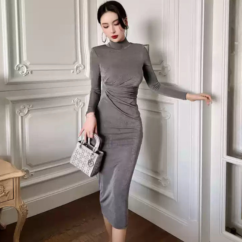 ハイネックスリムラインドレス(6colors)