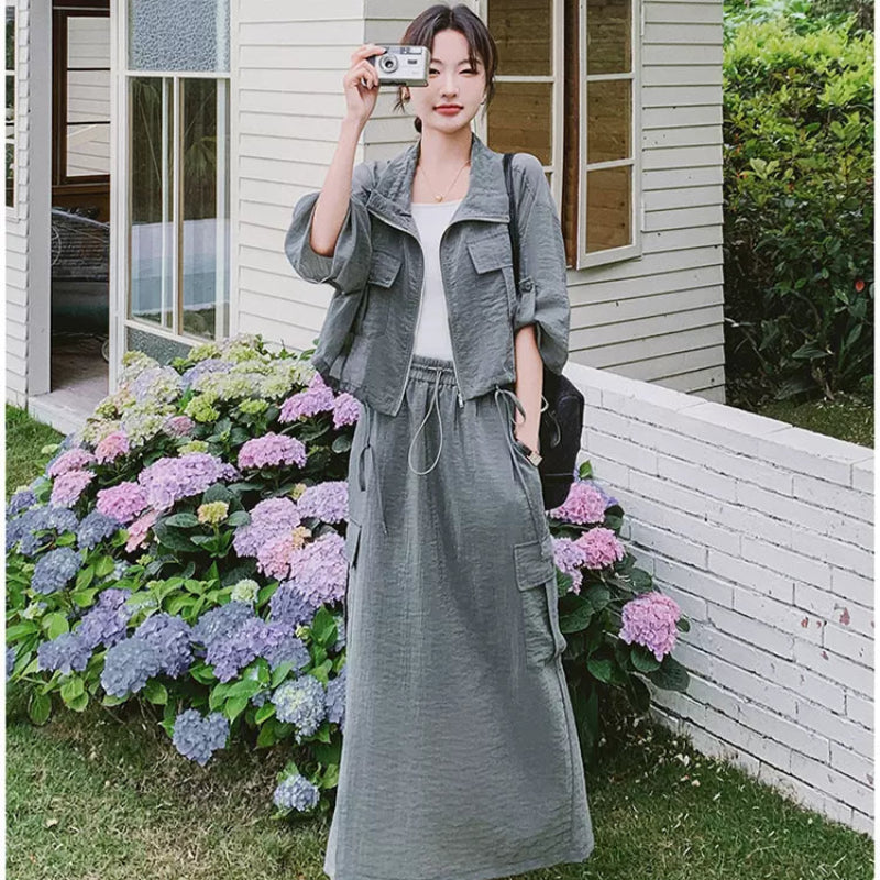 ワークスタイルトップス×スカートセット