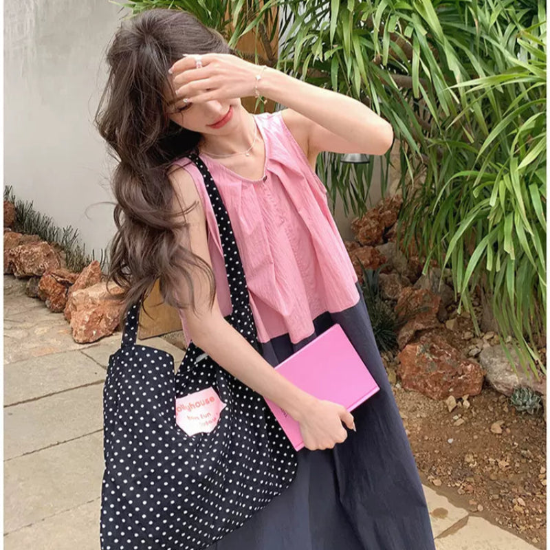 ブロッキングバイカラーワンピース