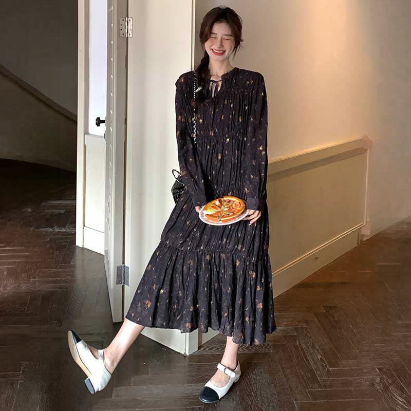 ギャザーティアードロングワンピース