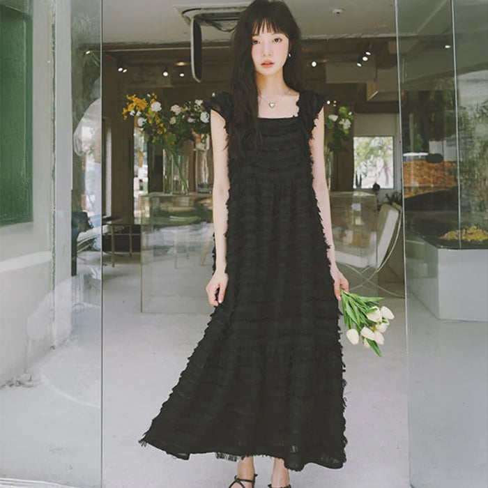 フリンジノースリーブワンピース