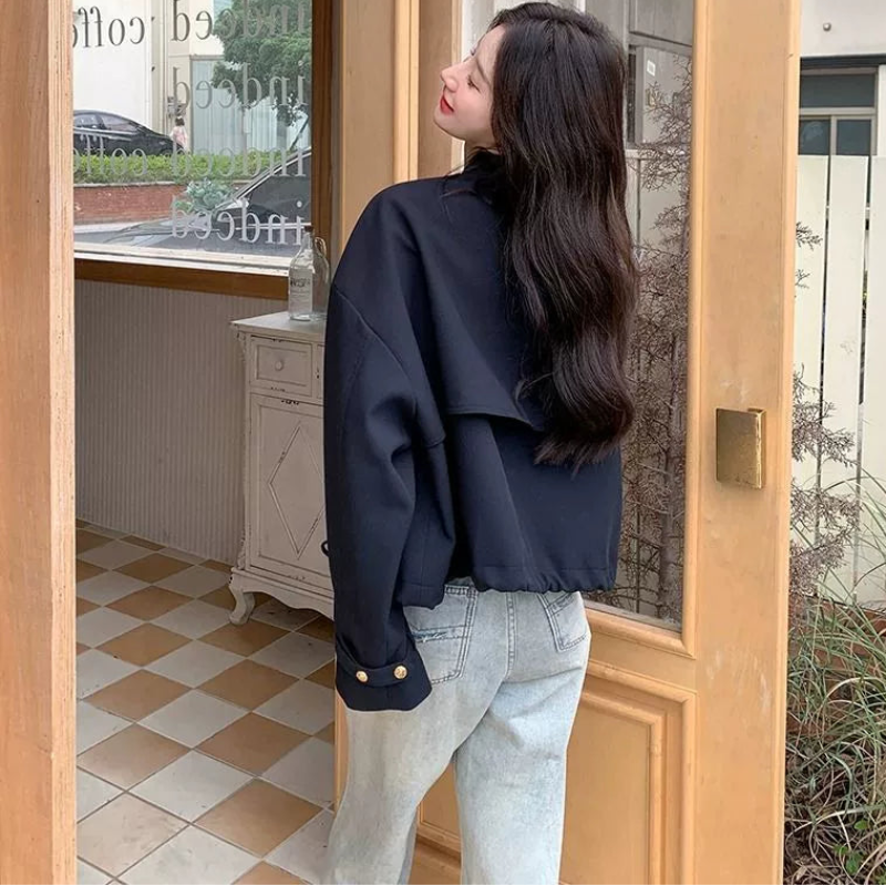 トレンチデザインネイビージャケット