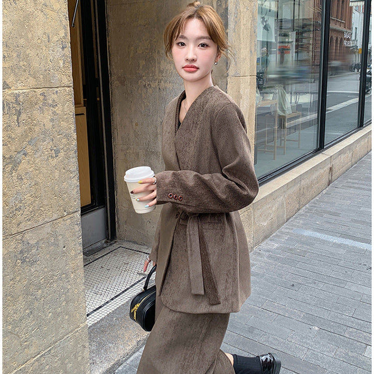 スカートスーツセットアップ(2colors)