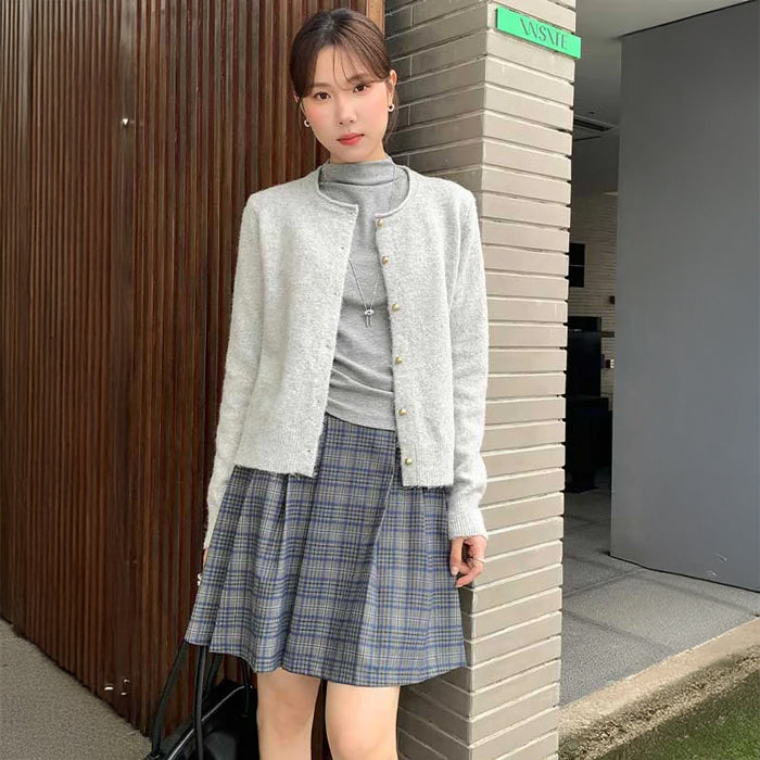 クルーネックベーシックカーディガン(2colors)