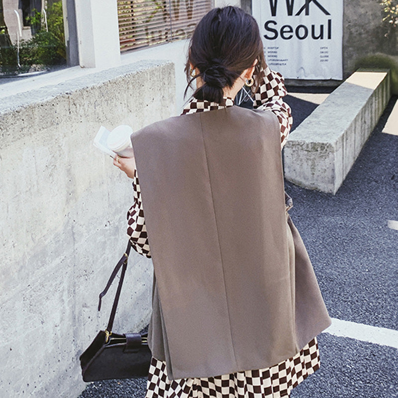 チェック柄ワンピース×ベストセット