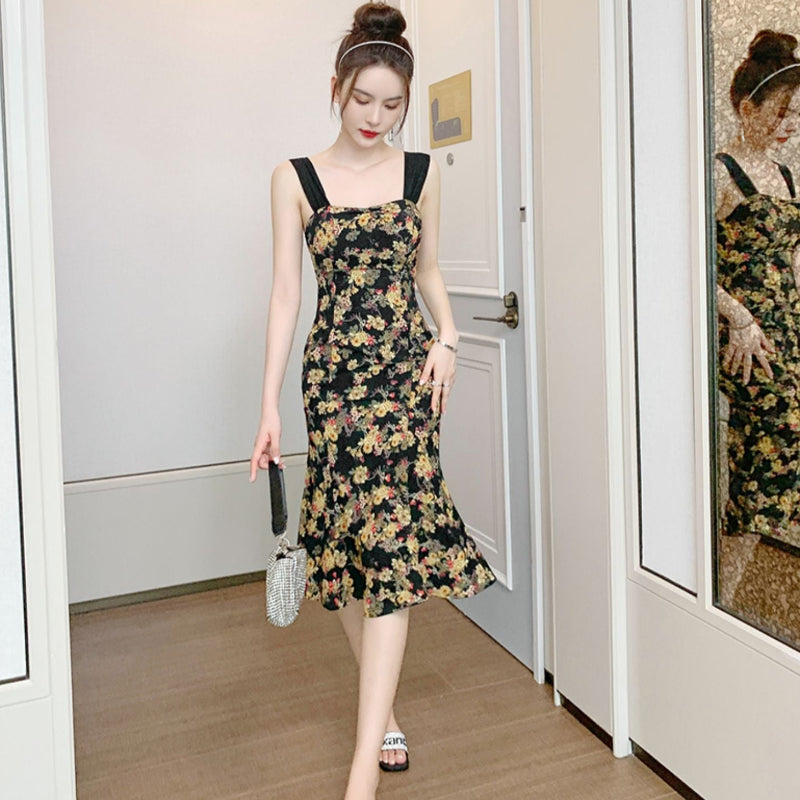 フラワーデザインノースリーブワンピース