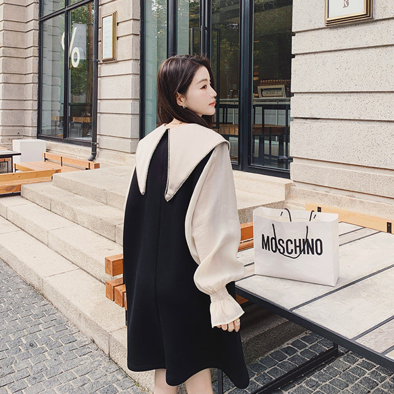 リボンディテールシアーパフスリーブワンピ