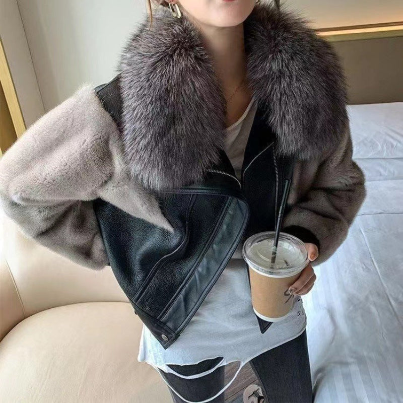 フェイクファーデザインPUジャケット