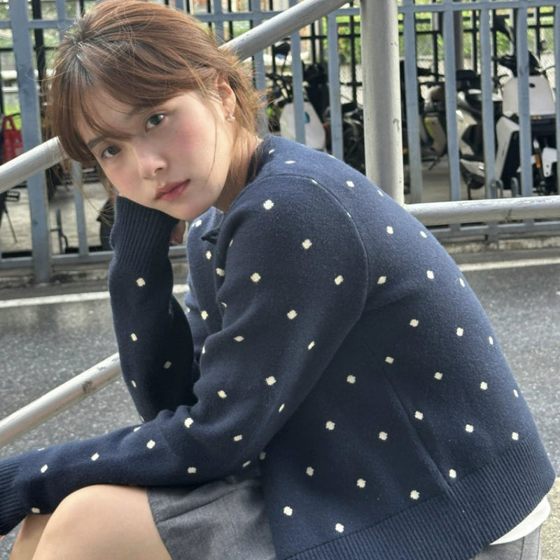 ネイビードットカーディガン