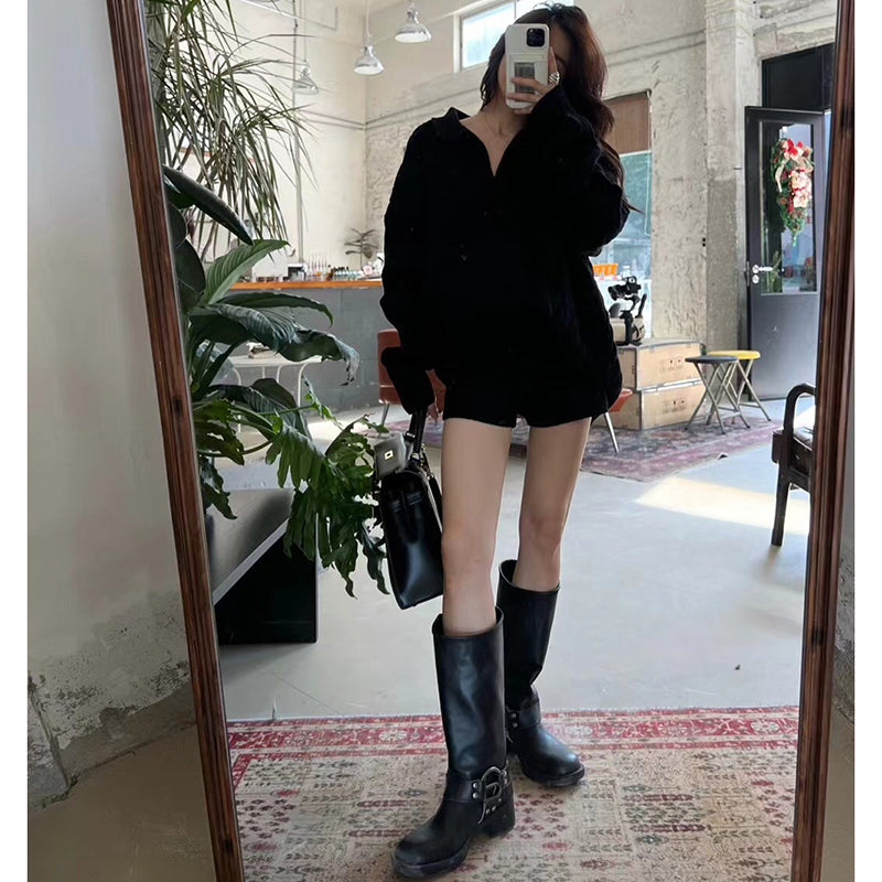 ケーブルニットショートパンツセットアップ