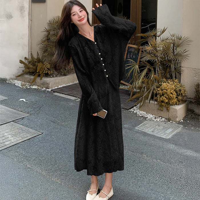 シフォンブラウス×スカートスーツ (2colors)