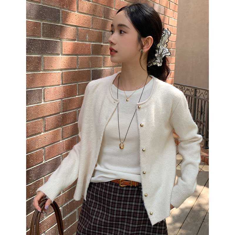 クルーネックベーシックカーディガン(2colors)