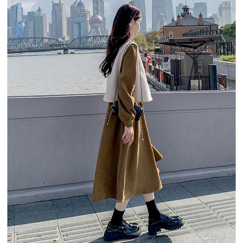 【即納】2WAYバイカラーベスト×ワンピースセット