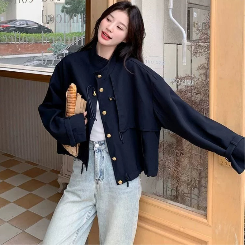 トレンチデザインネイビージャケット