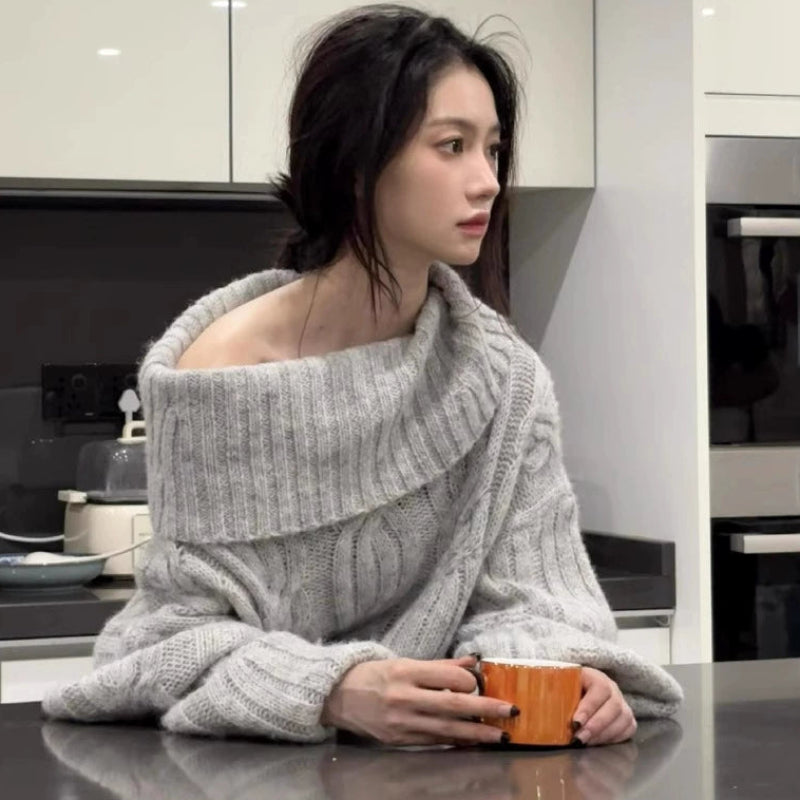 オフショルダーオーバーサイズニット