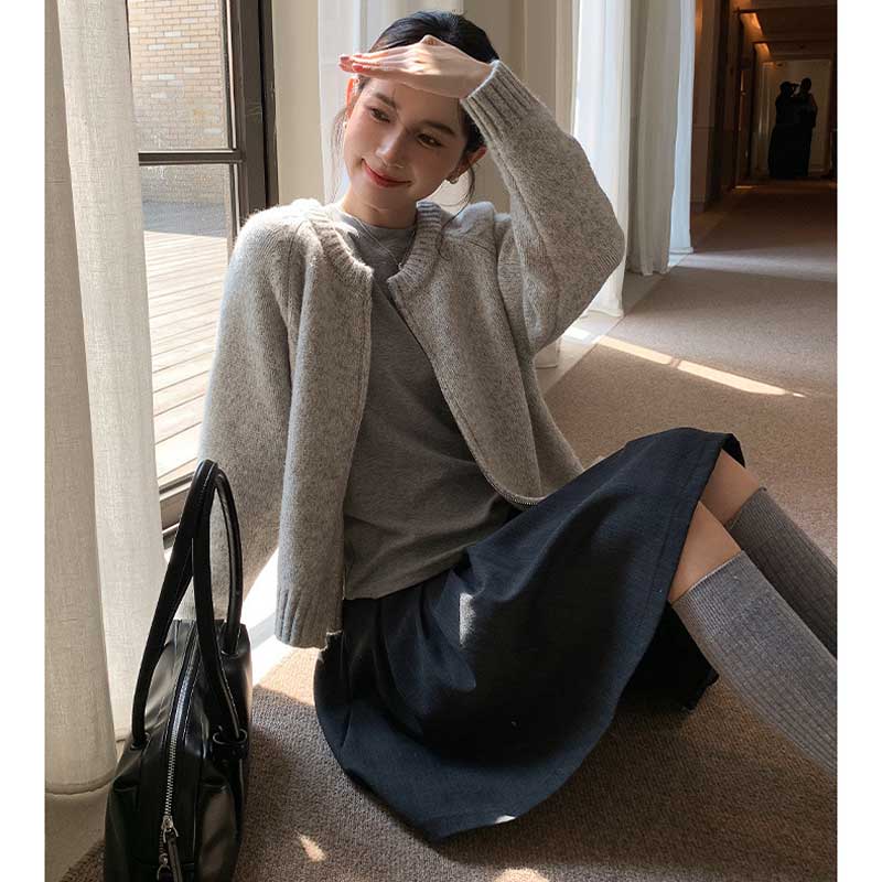 ラウンドネックニットカーディガン(4colors)