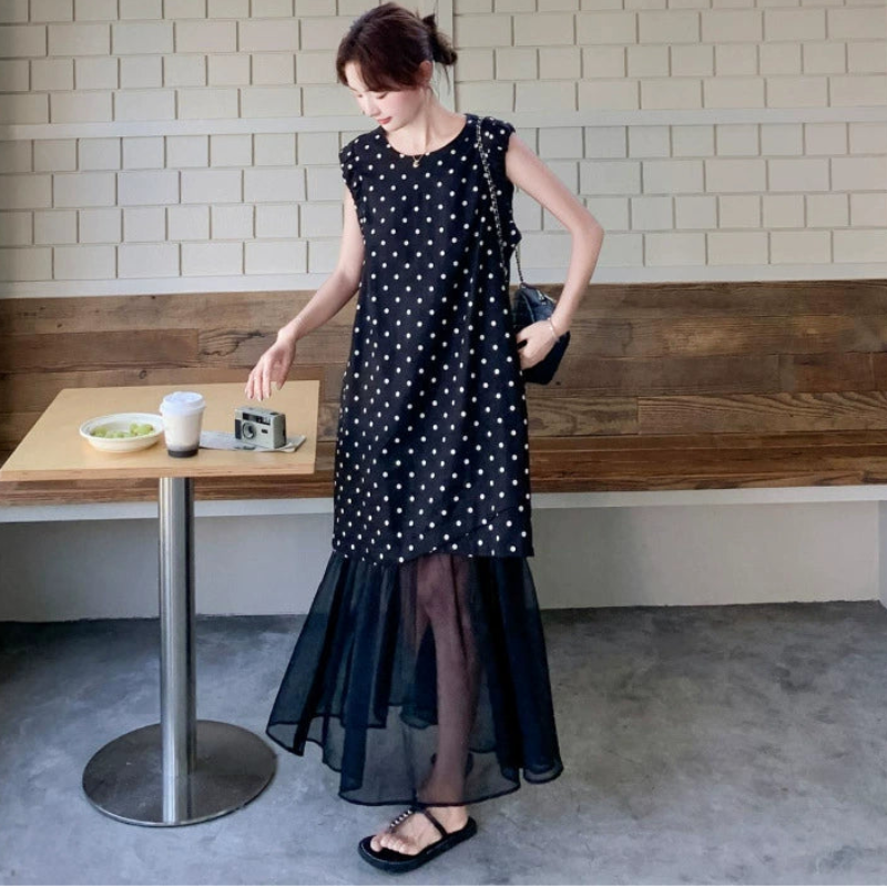 ドットドッキングチュールワンピース