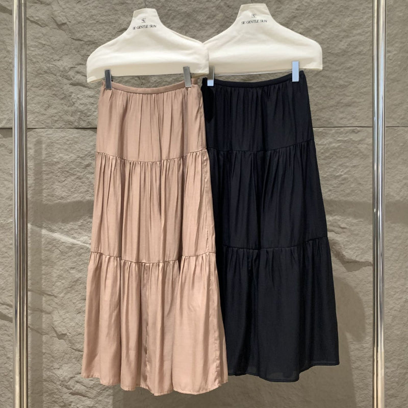 オフショルダーカットソー×ロングスカートセット(2colors)