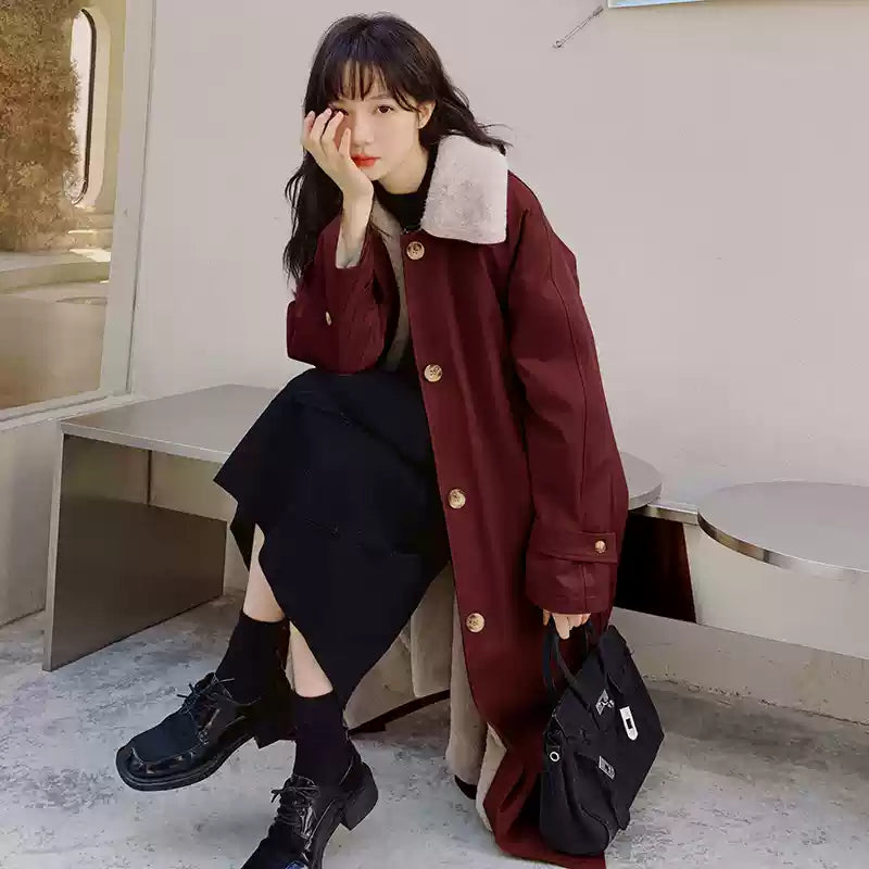 ファーカラーロングトレンチコート(3colors)