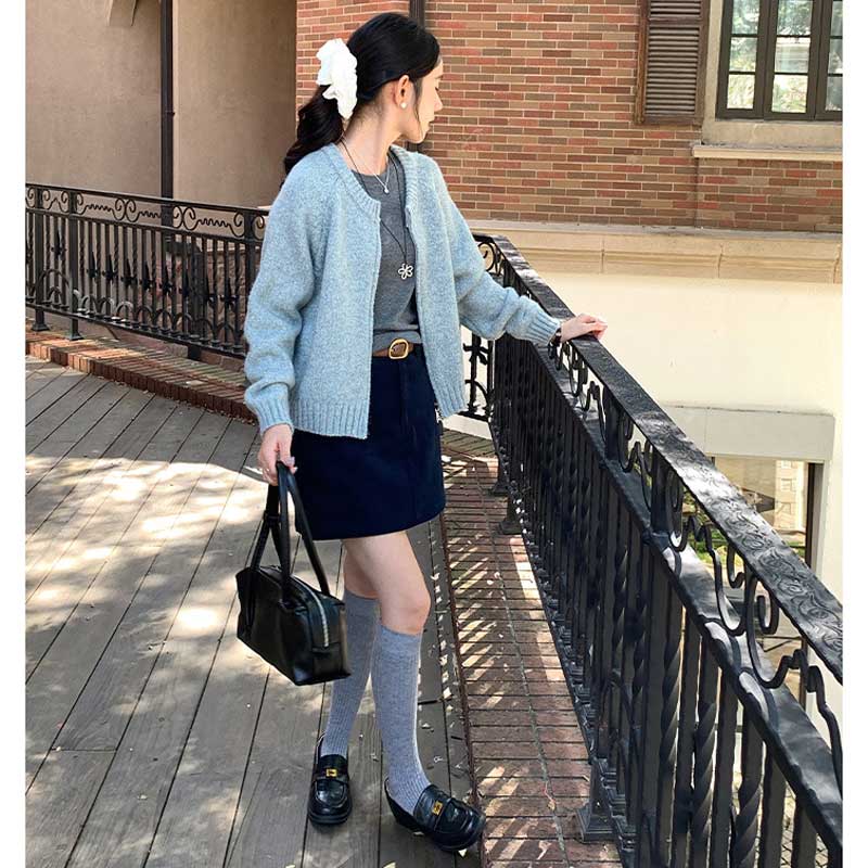 ラウンドネックニットカーディガン(4colors)