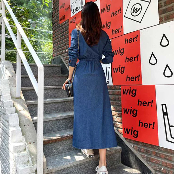 インディゴフレアマキシワンピース