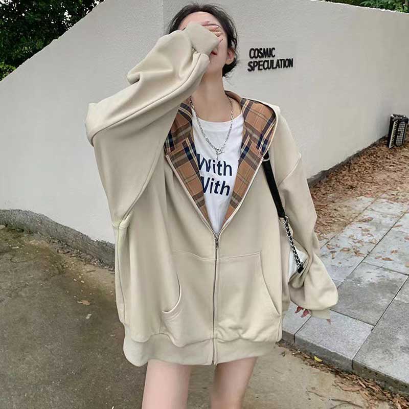 フード裏チェックパーカー(2colors)