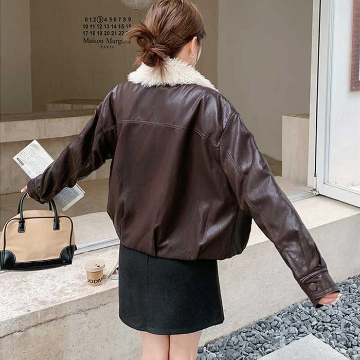 ボアカラーレザージャケット(2colors)