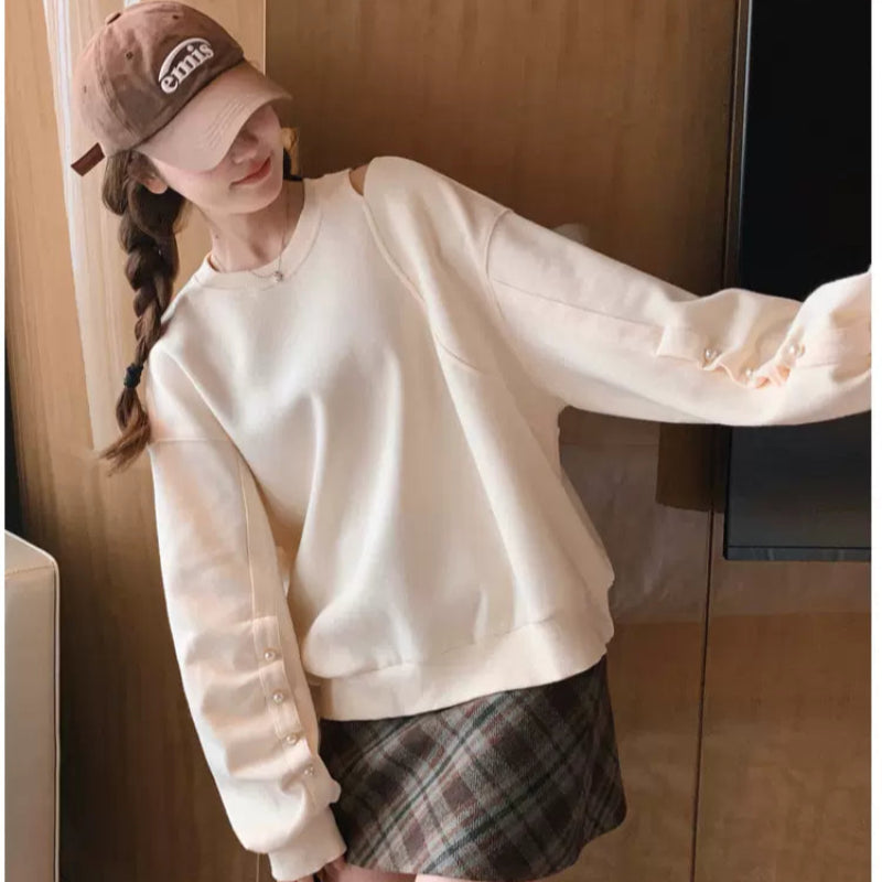 ショルダーカットパールスリーブスウェット