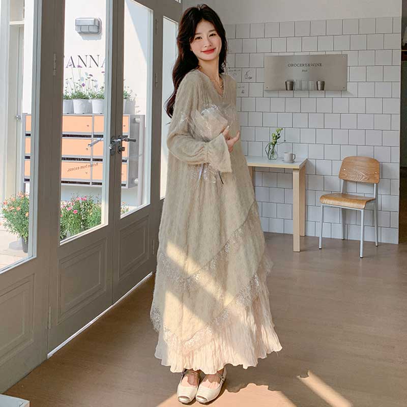 アンティークレースロングワンピース
