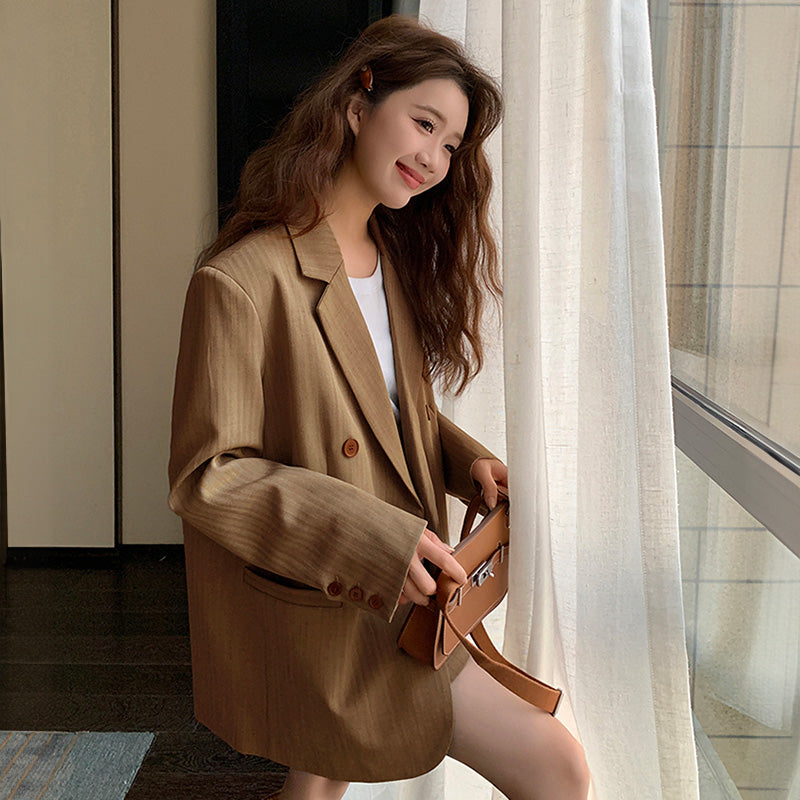 オーバーサイズジャケット×タイトミニスカートセット2colors