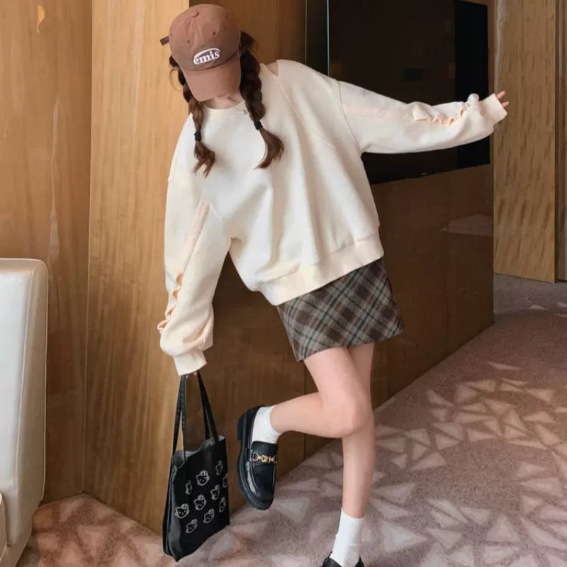 ショルダーカットパールスリーブスウェット