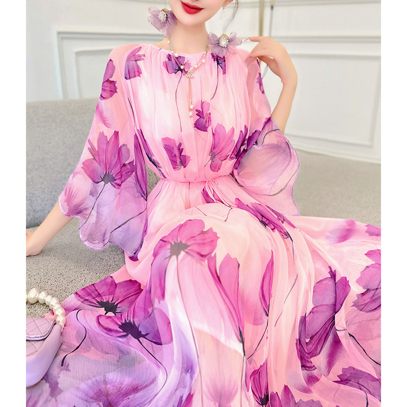 花柄シフォンワンピース(2colors)