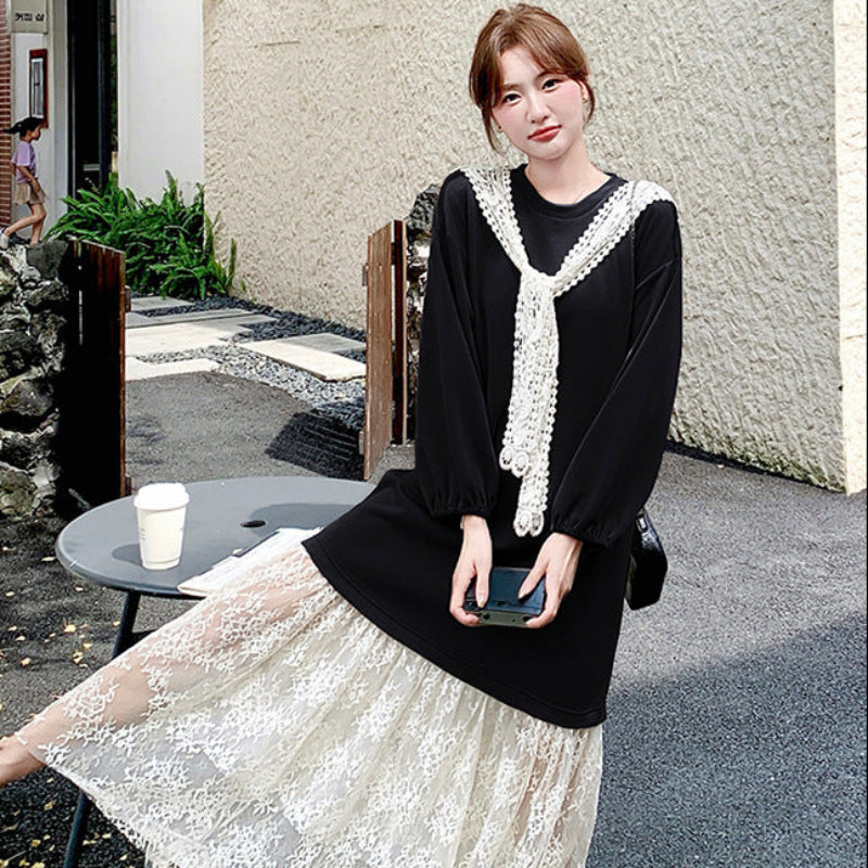 レース切り替えデザインワンピース(2colors)