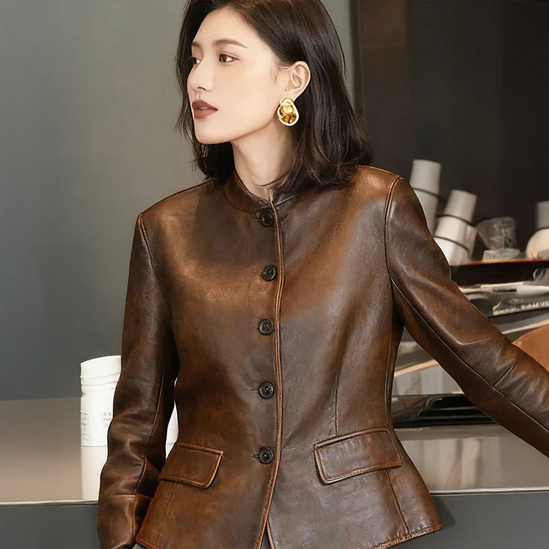 メイラードブラウンPUレザージャケット