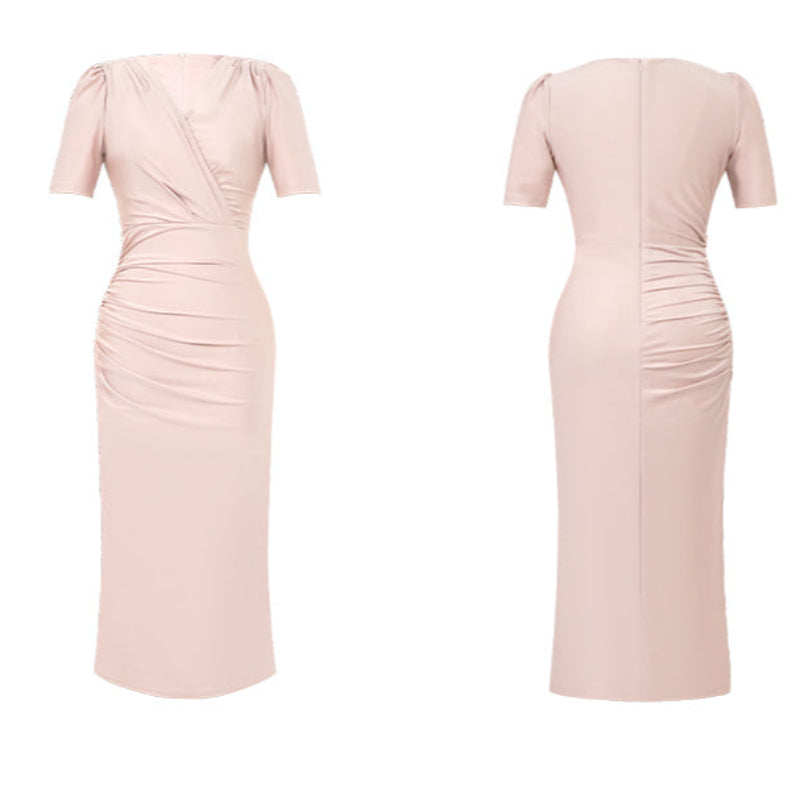 カシュクールサイドスリットドレス(3colors)