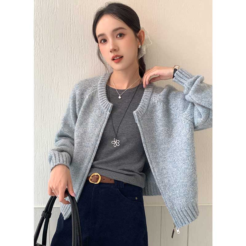 ラウンドネックニットカーディガン(4colors)