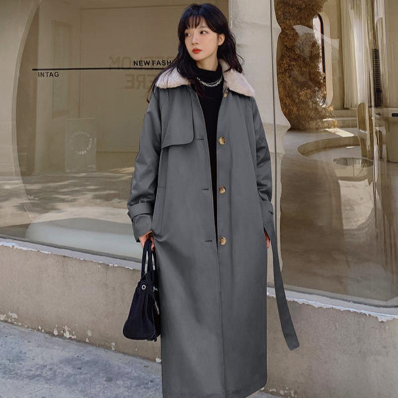 ファーカラーロングトレンチコート(3colors)