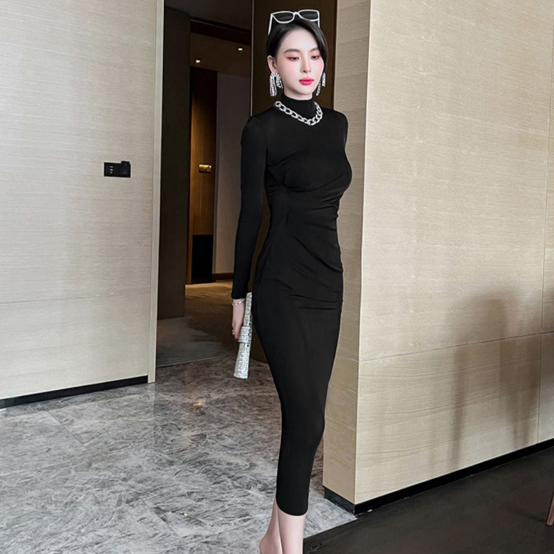 ハイネックスリムラインドレス(6colors)