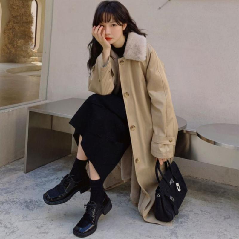 ファーカラーロングトレンチコート(3colors)