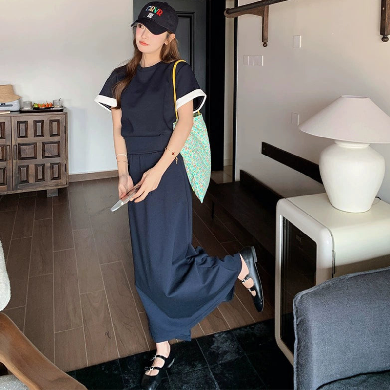 バイカラートップス×ロングスカートセットアップ